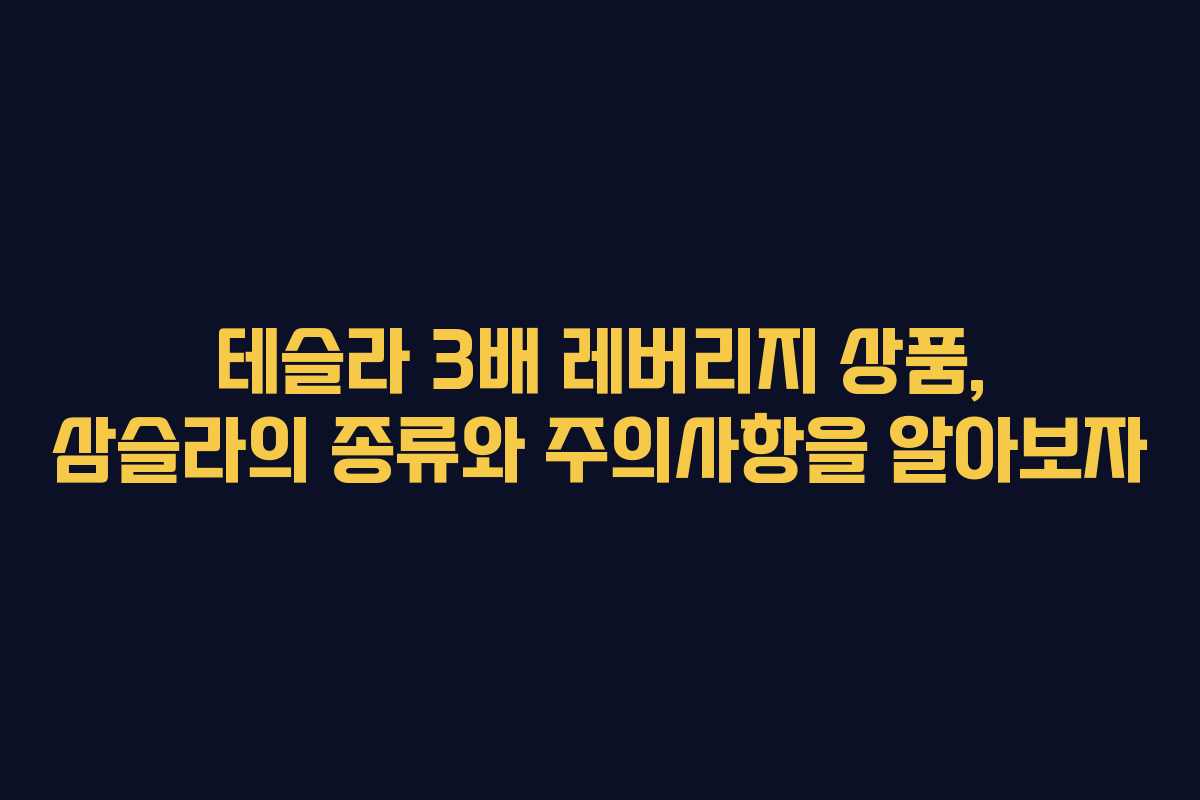 테슬라 3배 레버리지 상품, 삼슬라의 종류와 주의사항을 알아보자