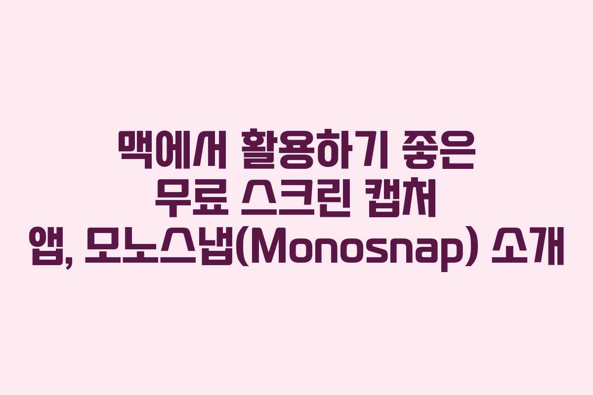 맥에서 활용하기 좋은 무료 스크린 캡처 앱, 모노스냅(Monosnap) 소개