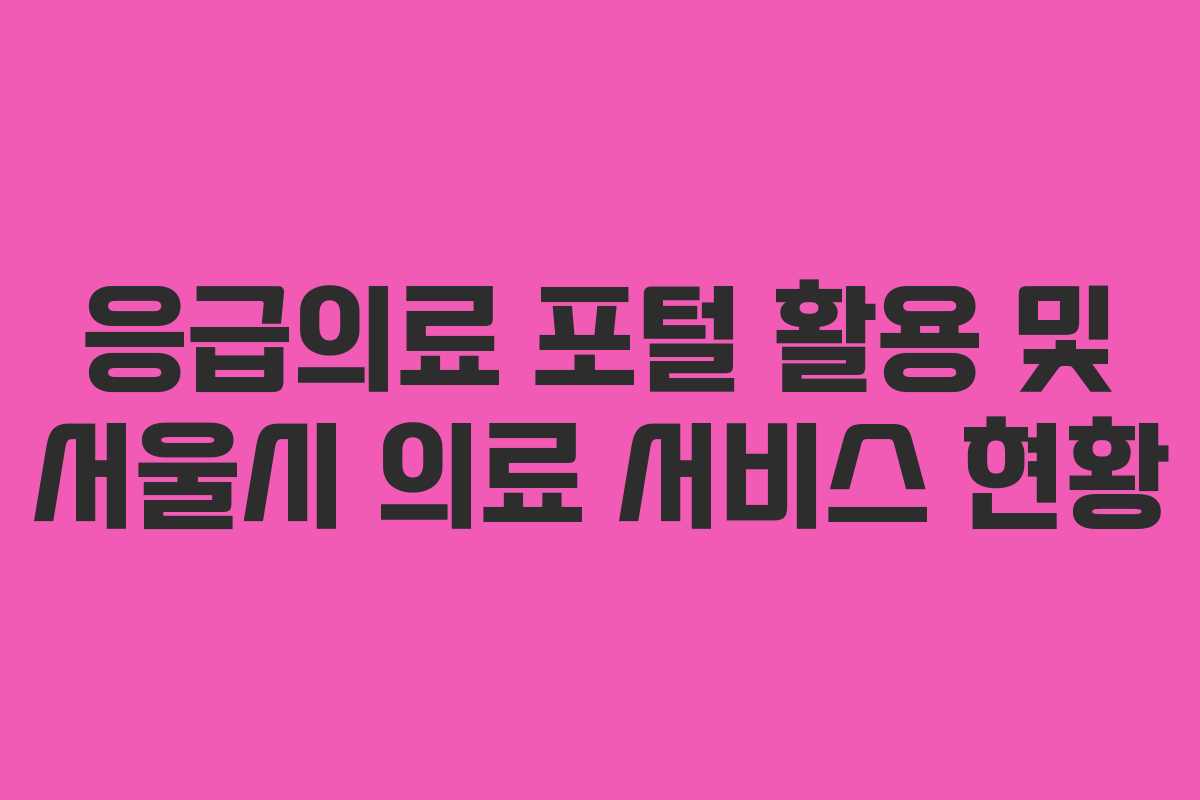 응급의료 포털 활용 및 서울시 의료 서비스 현황