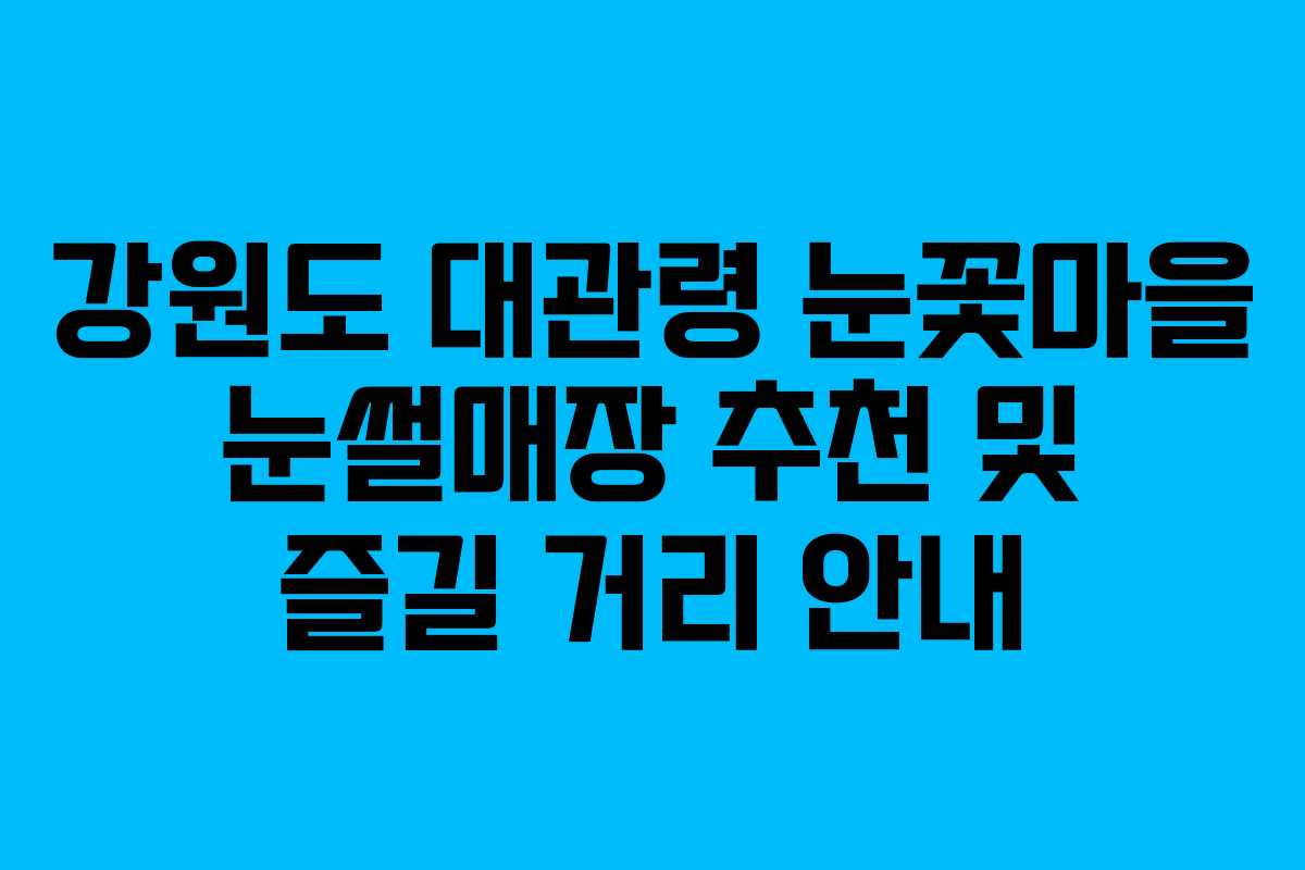 강원도 대관령 눈꽃마을 눈썰매장 추천 및 즐길 거리 안내