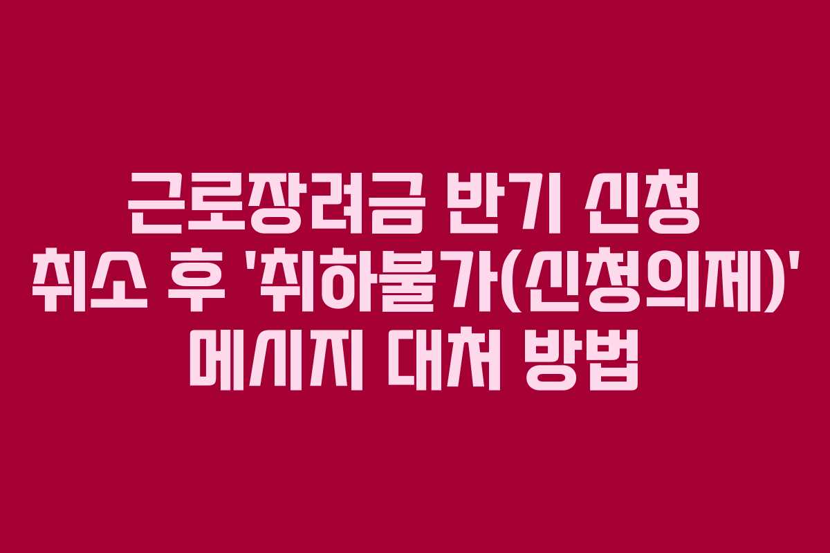 근로장려금 반기 신청 취소 후 ‘취하불가(신청의제)’ 메시지 대처 방법