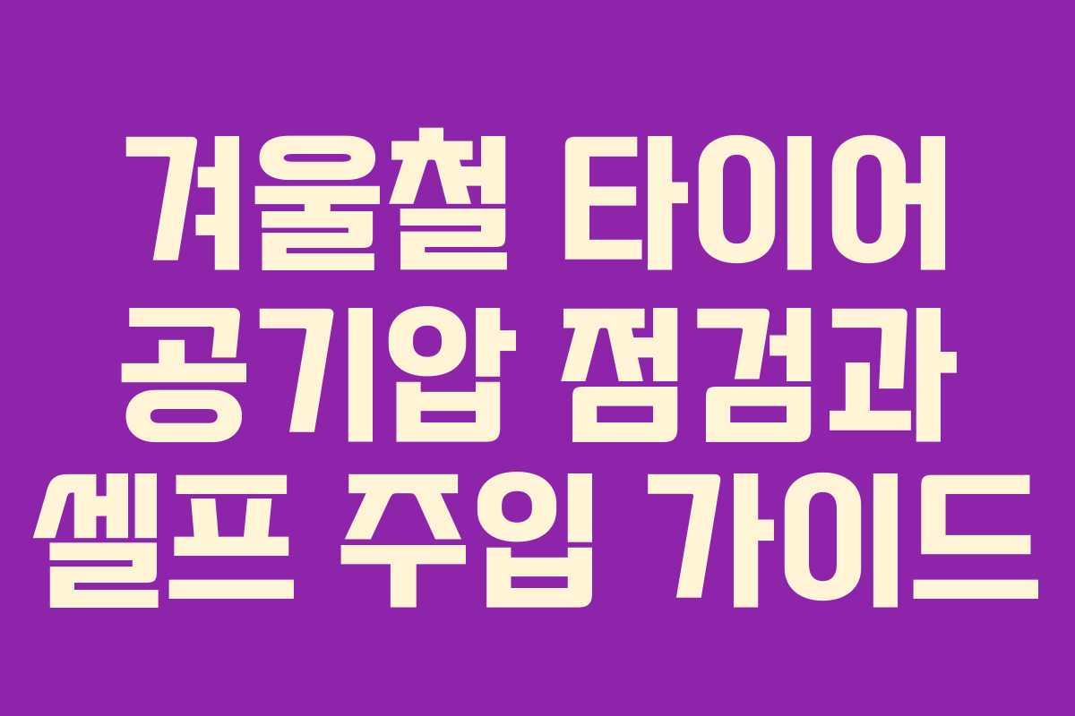 겨울철 타이어 공기압 점검과 셀프 주입 가이드