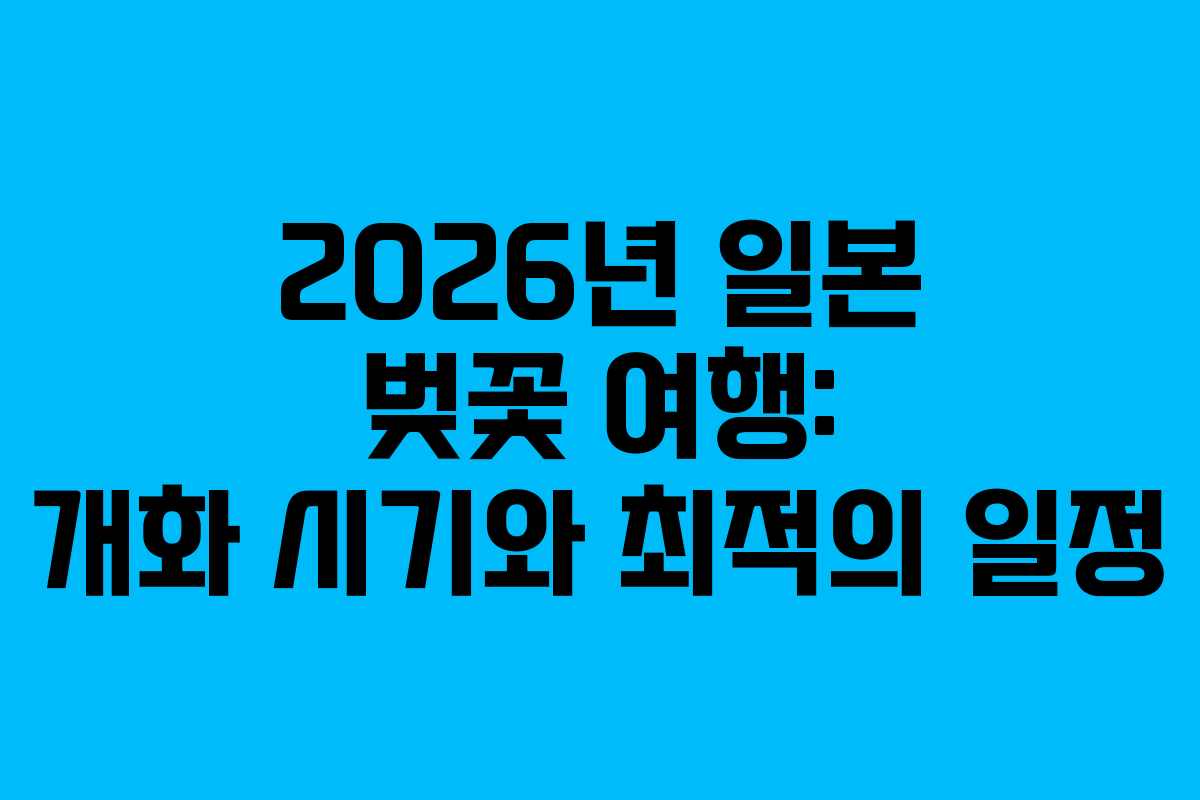 2026년 일본 벚꽃 여행: 개화 시기와 최적의 일정