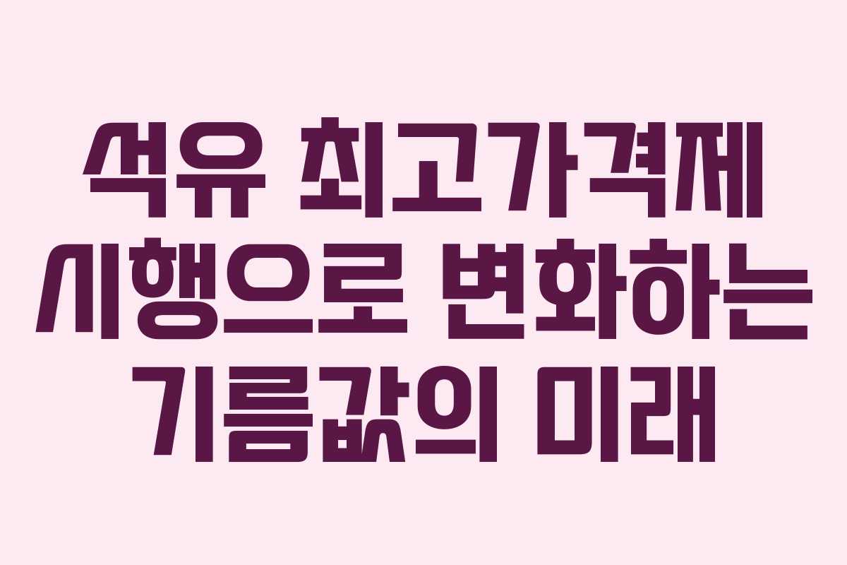석유 최고가격제 시행으로 변화하는 기름값의 미래