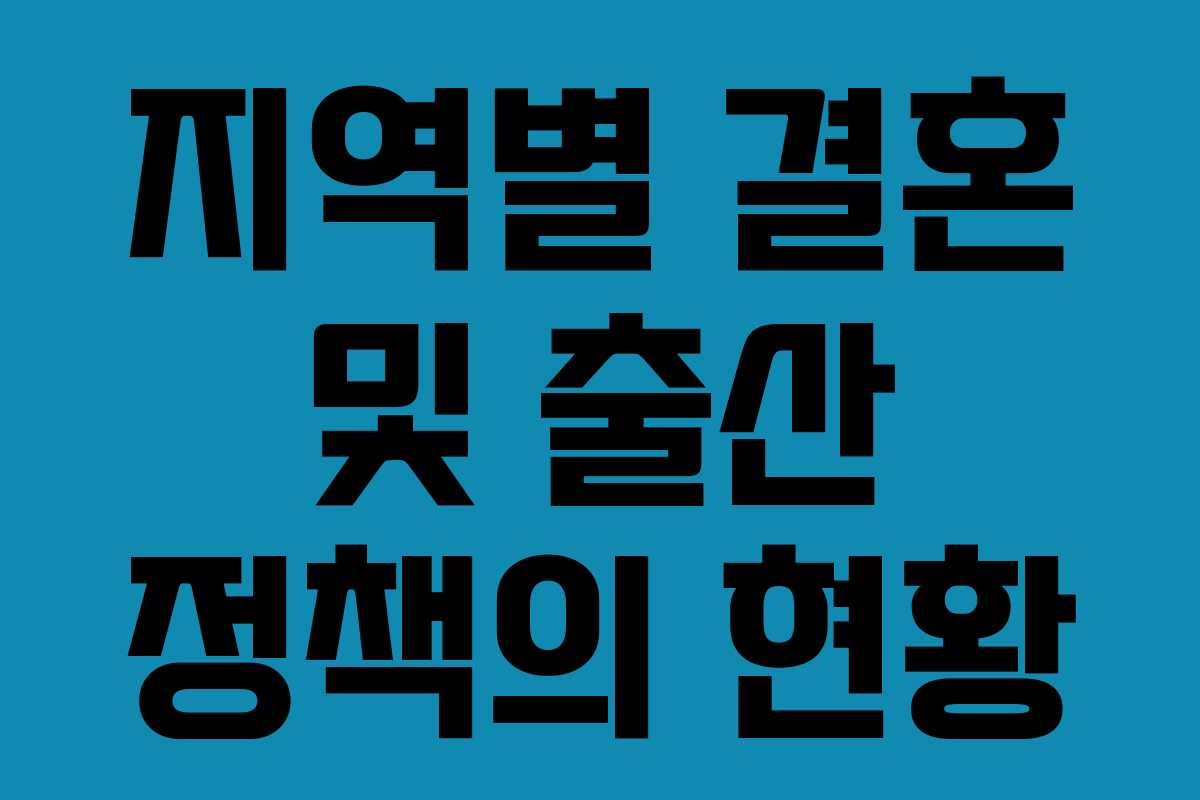 지역별 결혼 및 출산 정책의 현황