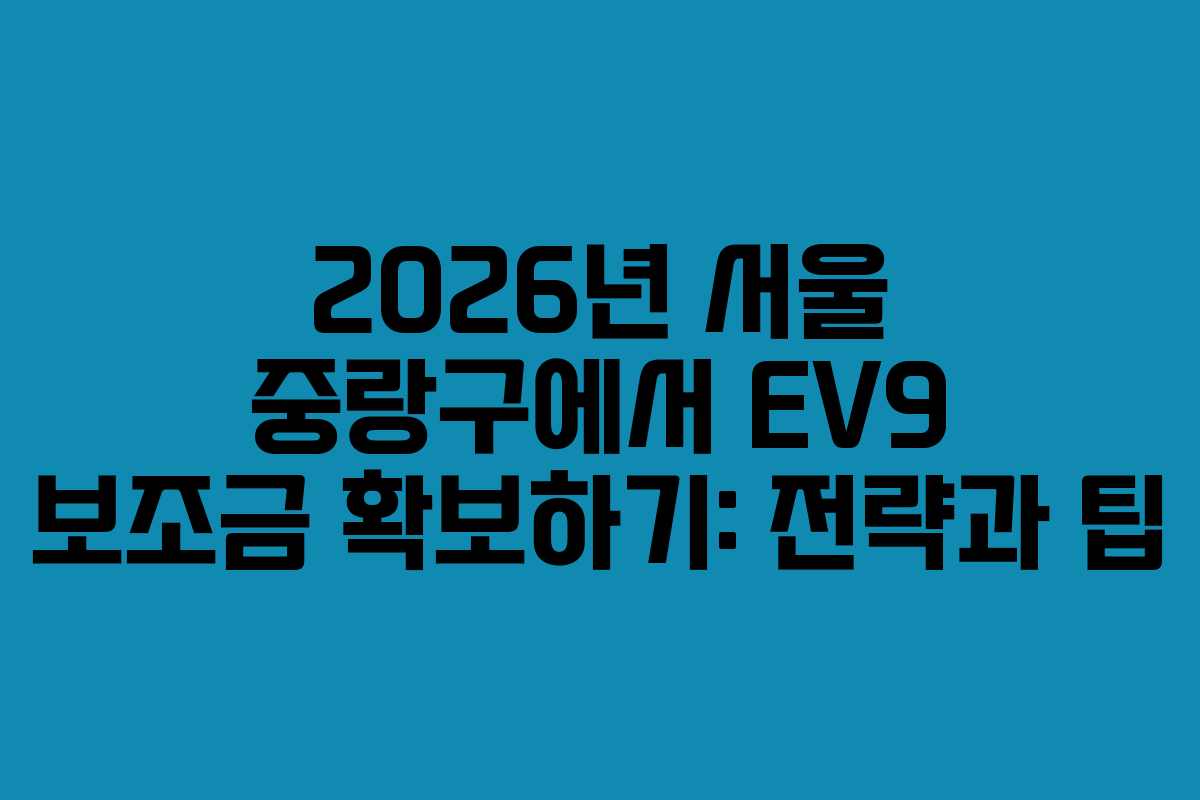 2026년 서울 중랑구에서 EV9 보조금 확보하기: 전략과 팁