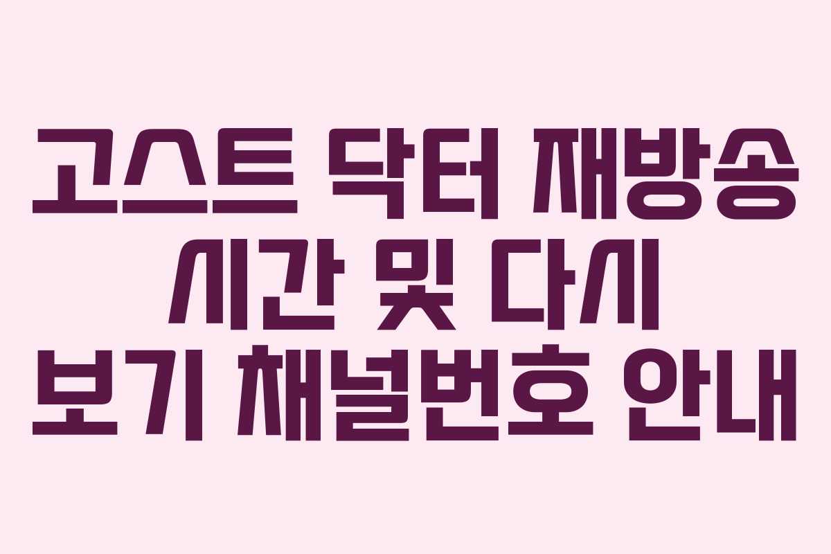 고스트 닥터 재방송 시간 및 다시 보기 채널번호 안내