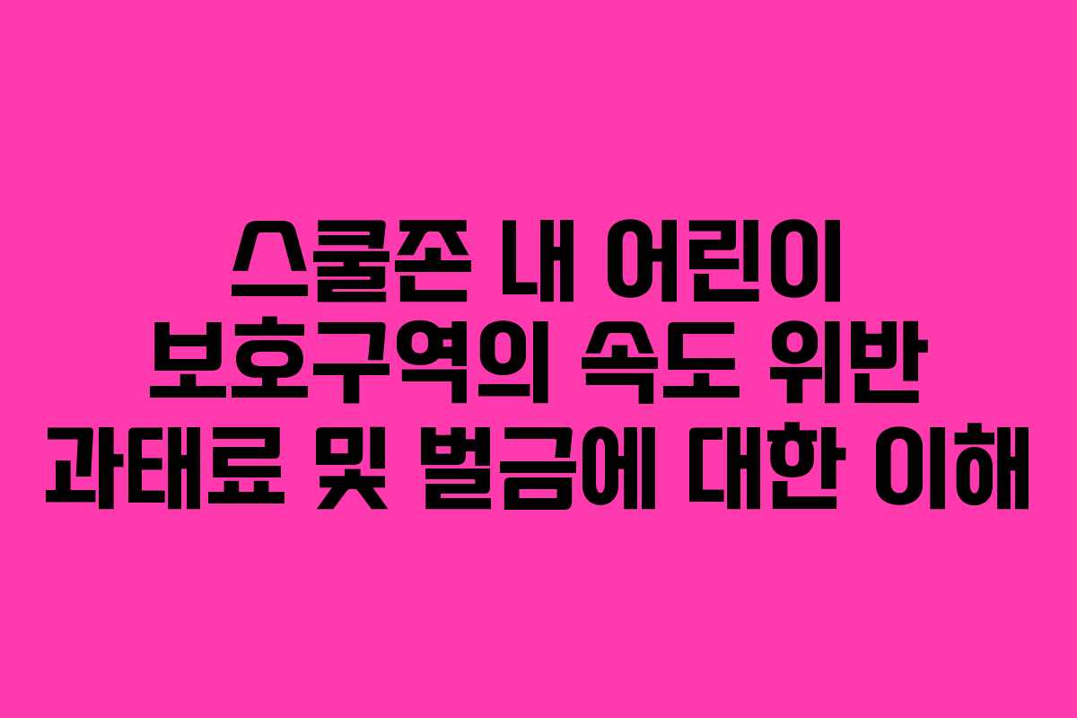스쿨존 내 어린이 보호구역의 속도 위반 과태료 및 벌금에 대한 이해