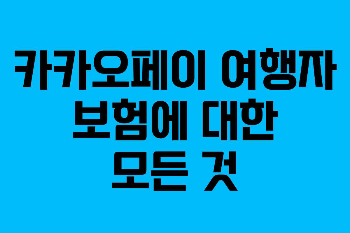 카카오페이 여행자 보험에 대한 모든 것
