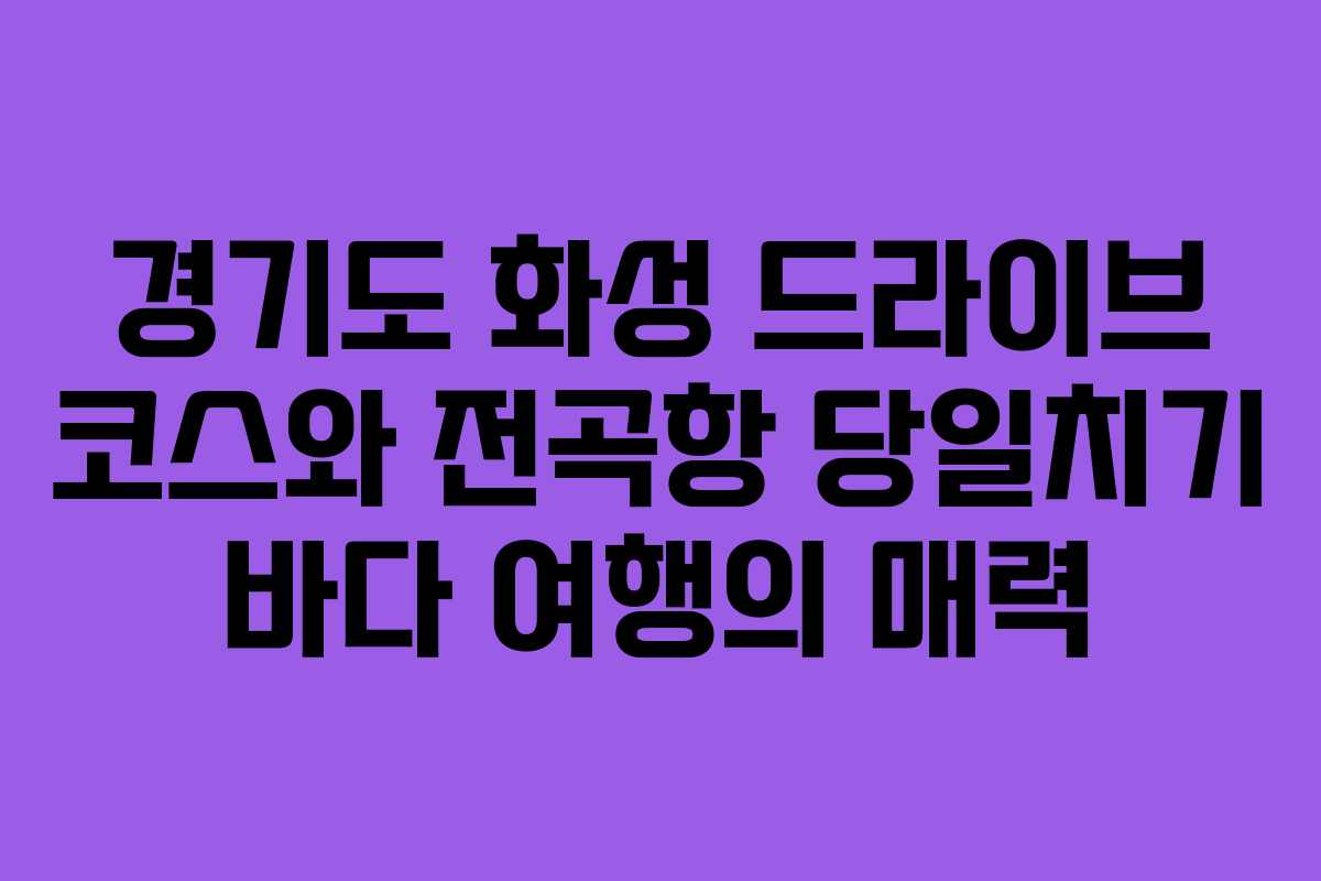 경기도 화성 드라이브 코스와 전곡항 당일치기 바다 여행의 매력