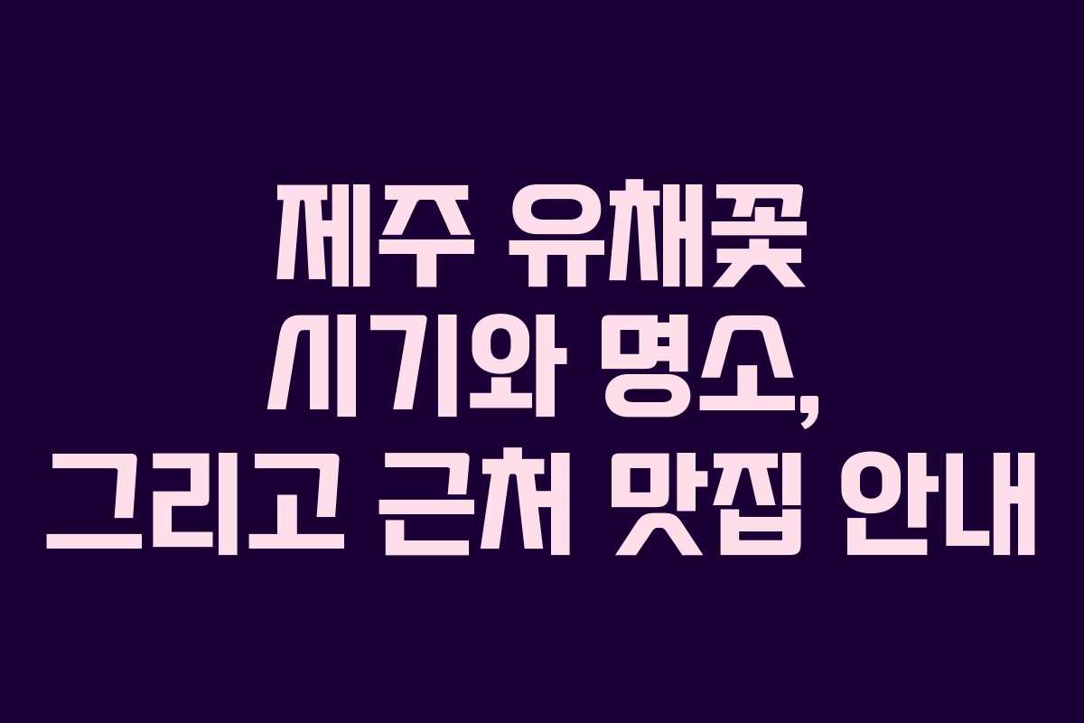 제주 유채꽃 시기와 명소, 그리고 근처 맛집 안내
