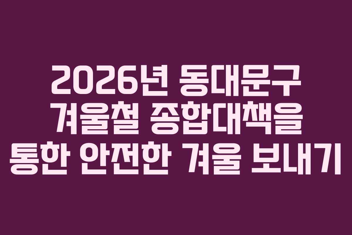 2026년 동대문구 겨울철 종합대책을 통한 안전한 겨울 보내기