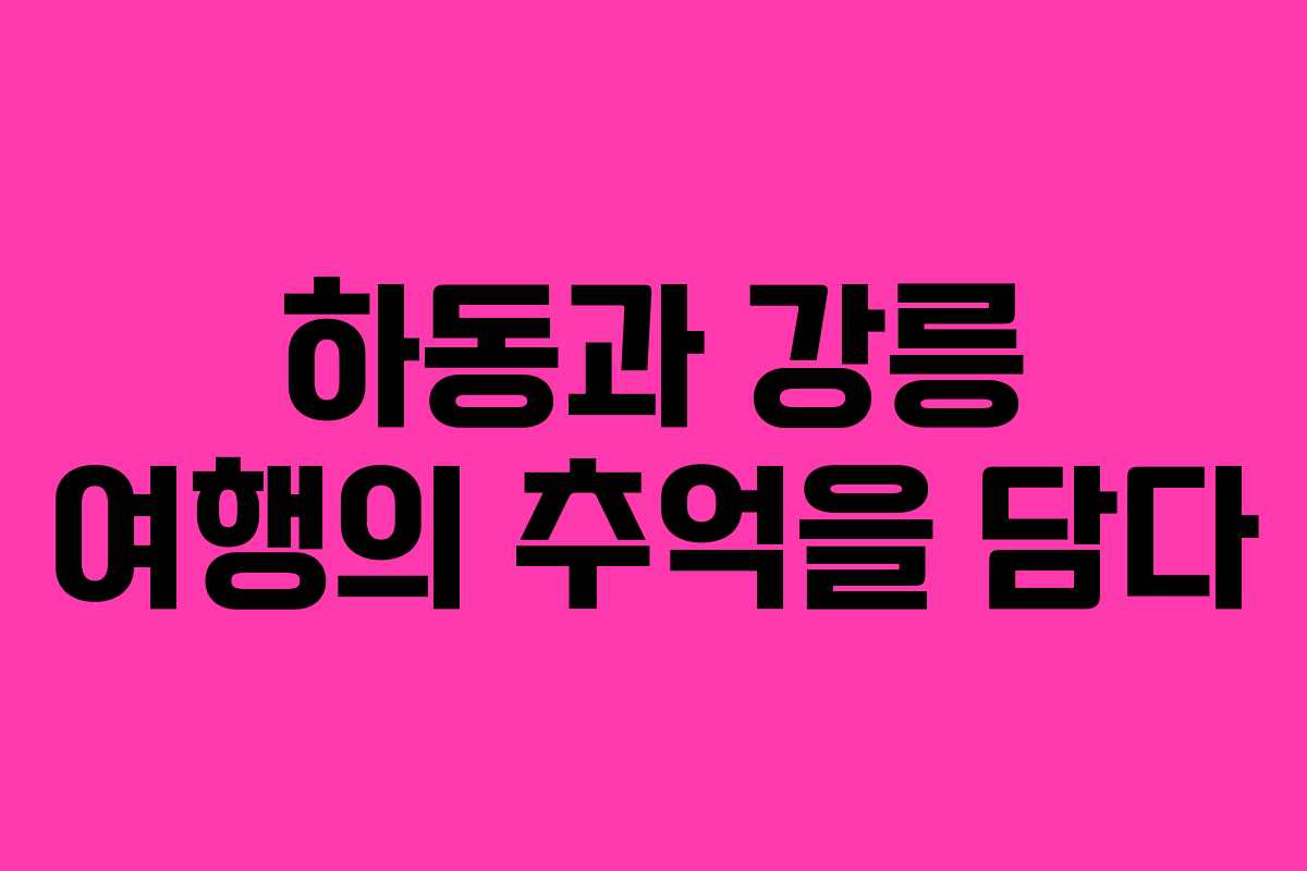 하동과 강릉 여행의 추억을 담다