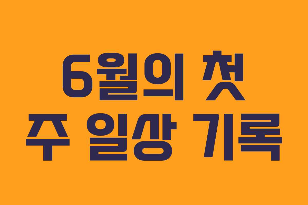 6월의 첫 주 일상 기록