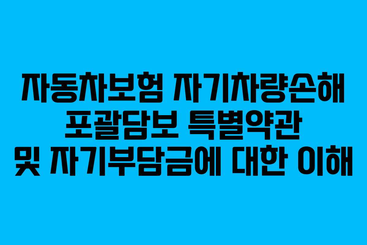 자동차보험 자기차량손해 포괄담보 특별약관 및 자기부담금에 대한 이해