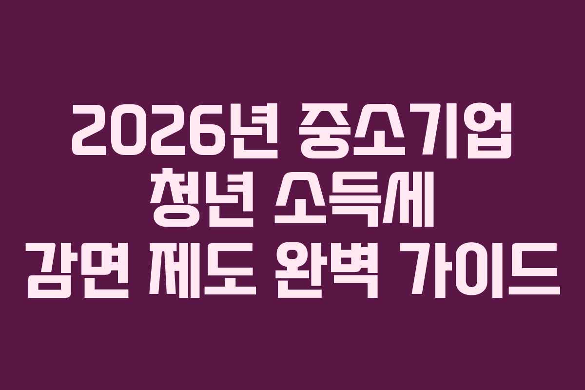 2026년 중소기업 청년 소득세 감면 제도 완벽 가이드