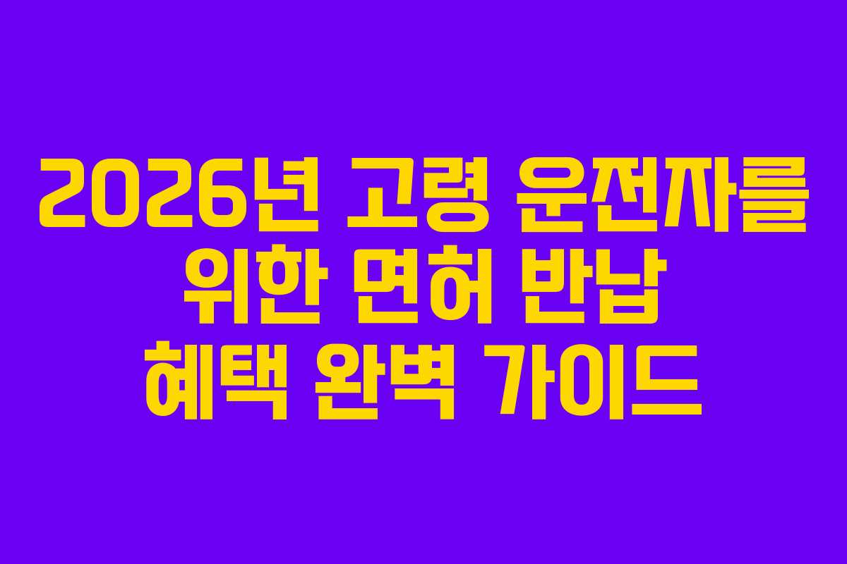 2026년 고령 운전자를 위한 면허 반납 혜택 완벽 가이드