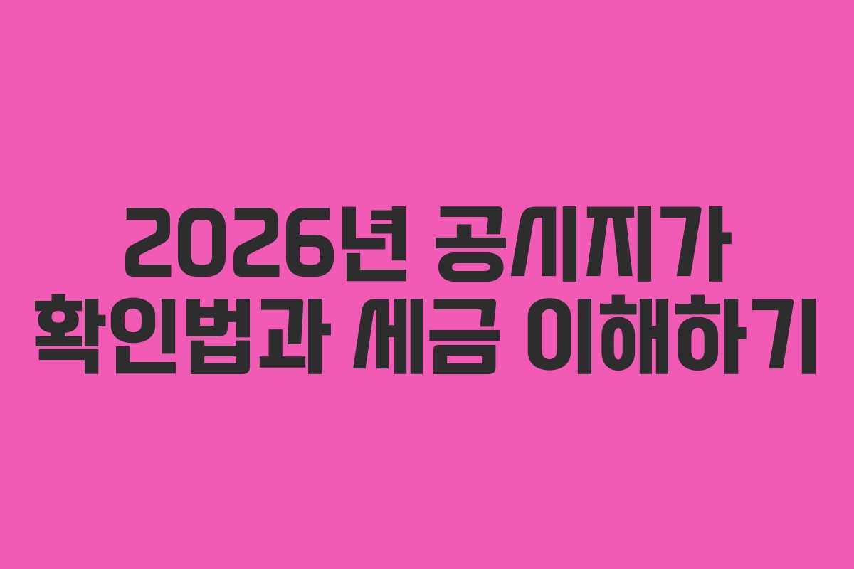 2026년 공시지가 확인법과 세금 이해하기