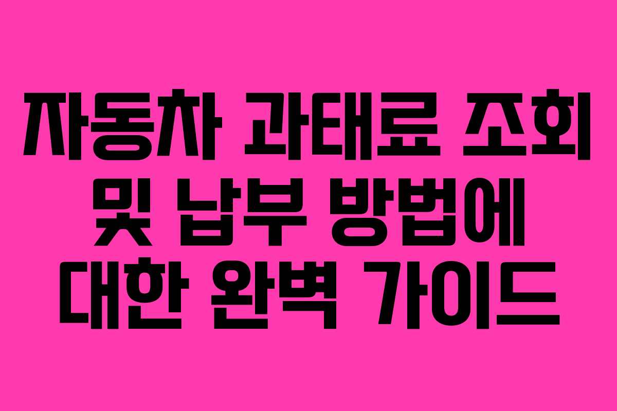 자동차 과태료 조회 및 납부 방법에 대한 완벽 가이드