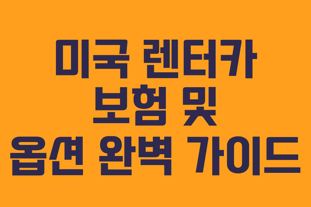 미국 렌터카 보험 및 옵션 완벽 가이드