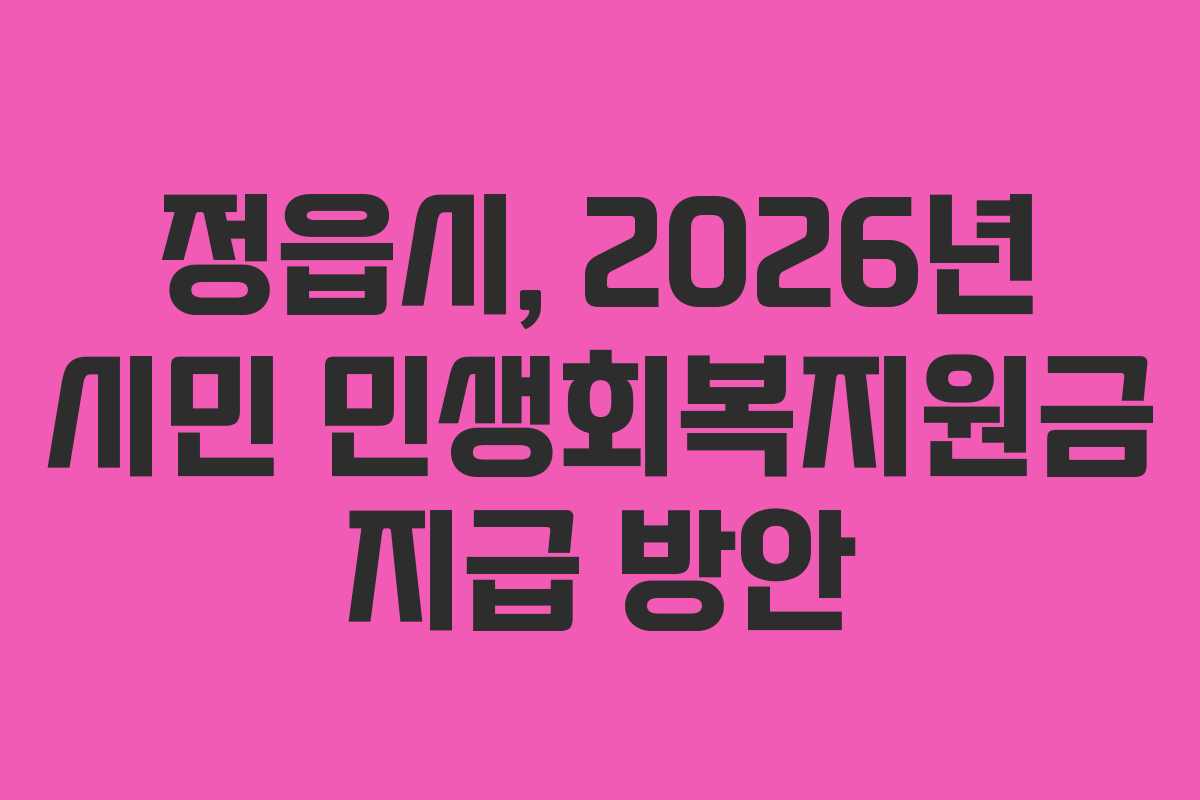 정읍시, 2026년 시민 민생회복지원금 지급 방안