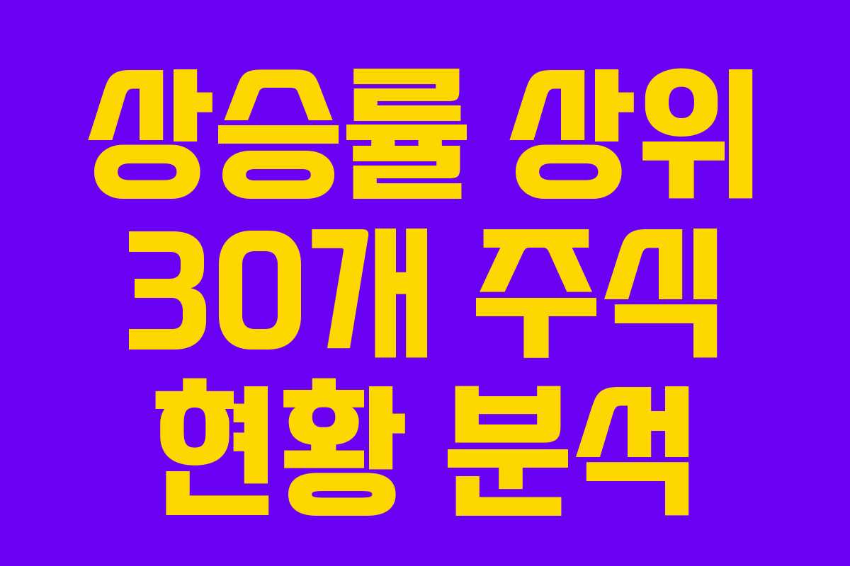 상승률 상위 30개 주식 현황 분석