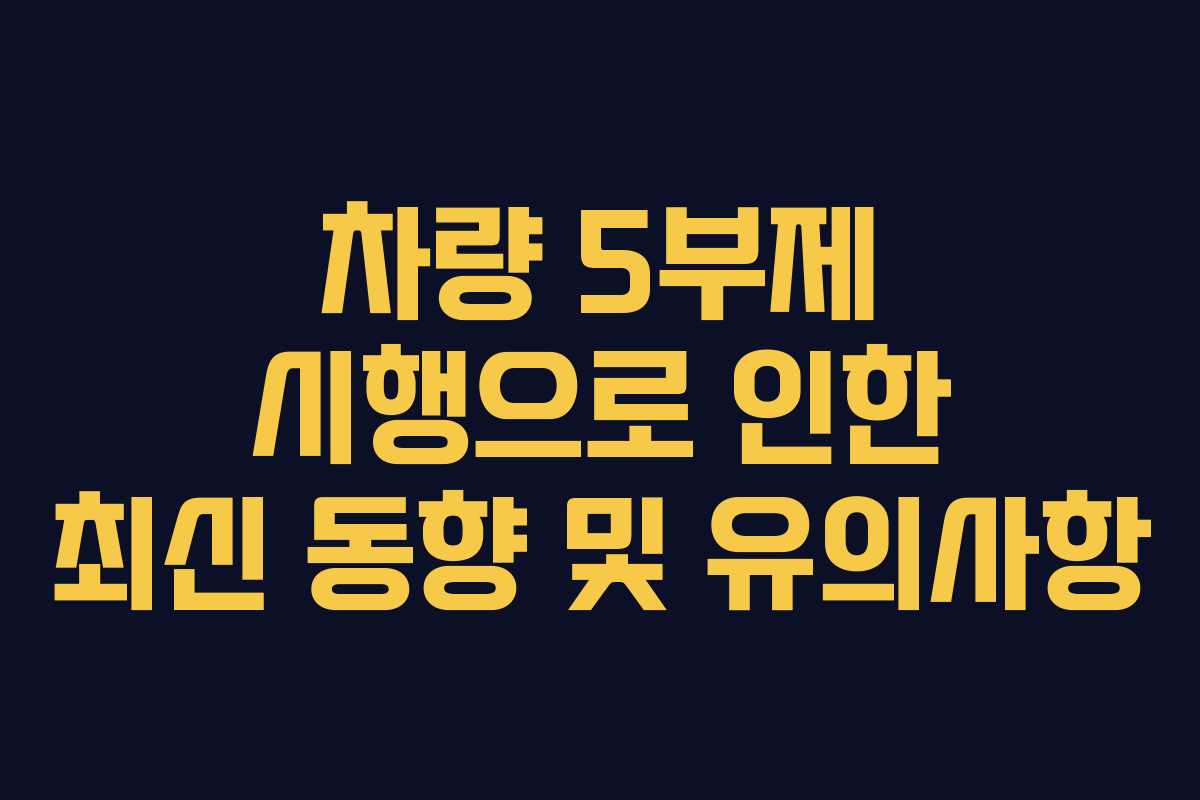 차량 5부제 시행으로 인한 최신 동향 및 유의사항