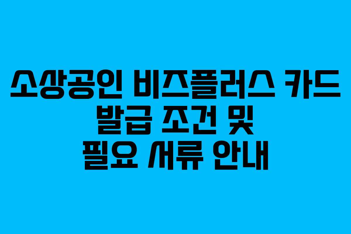 소상공인 비즈플러스 카드 발급 조건 및 필요 서류 안내