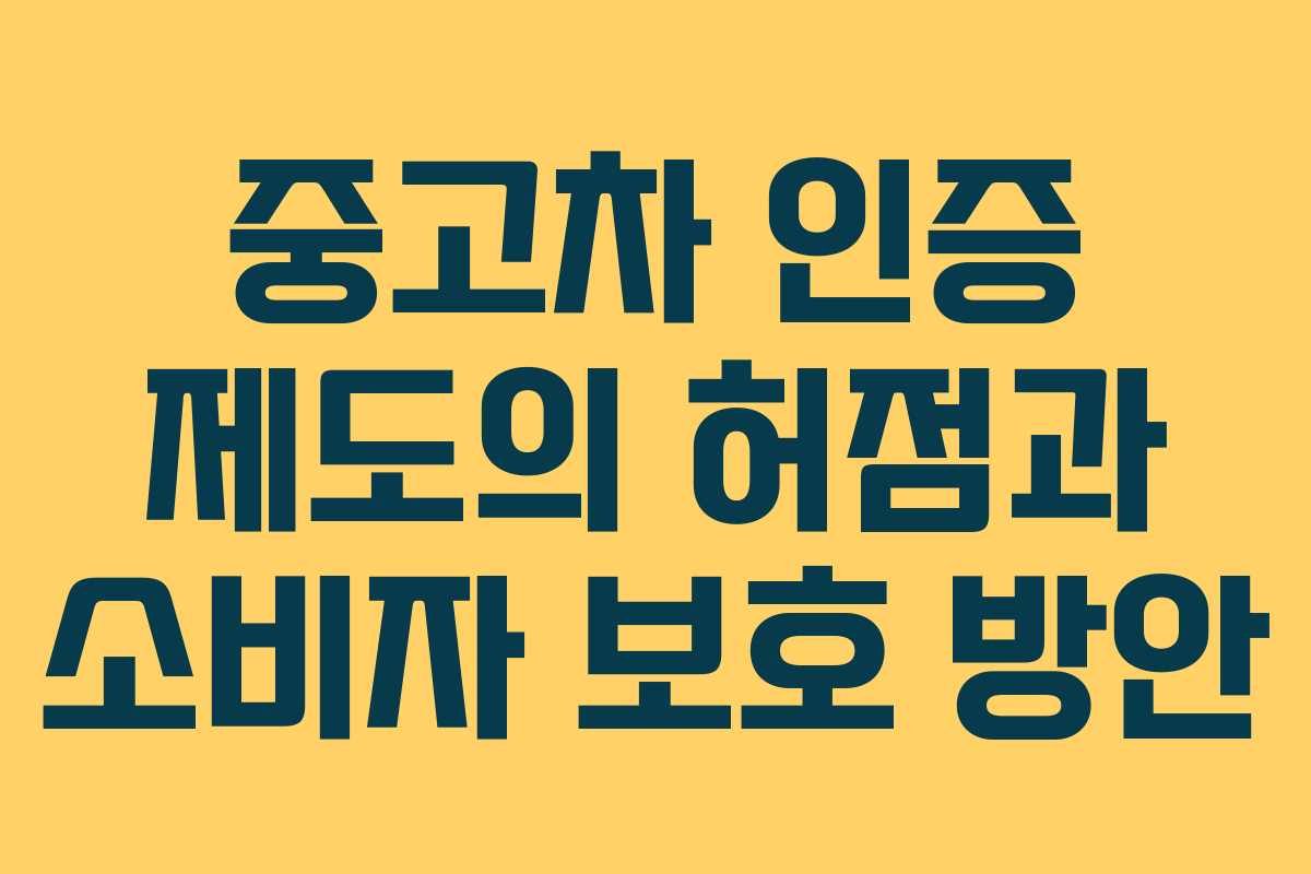 중고차 인증 제도의 허점과 소비자 보호 방안