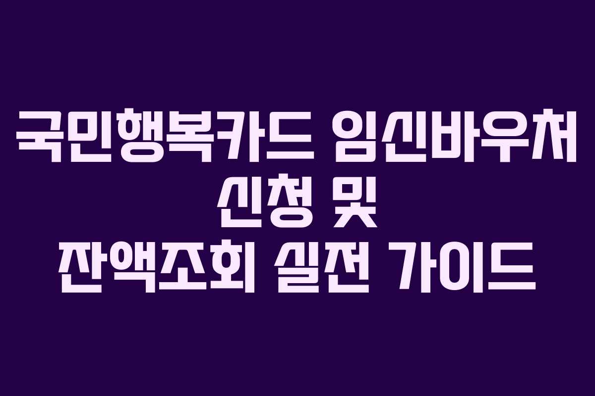 국민행복카드 임신바우처 신청 및 잔액조회 실전 가이드