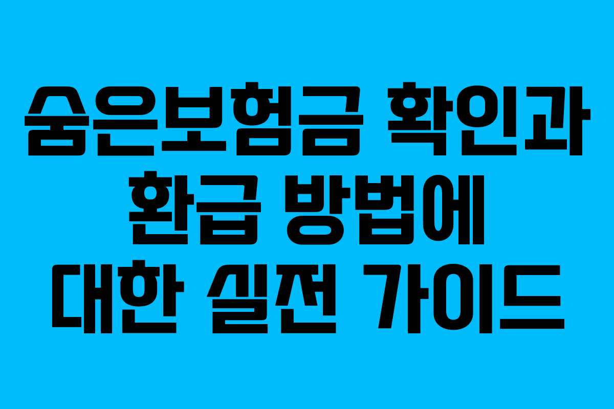 숨은보험금 확인과 환급 방법에 대한 실전 가이드