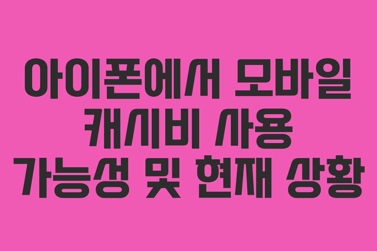 아이폰에서 모바일 캐시비 사용 가능성 및 현재 상황