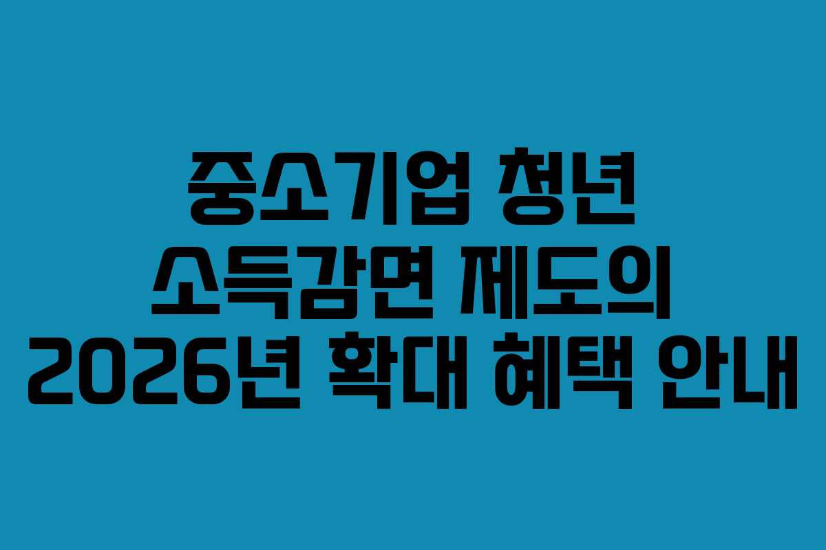 중소기업 청년 소득감면 제도의 2026년 확대 혜택 안내