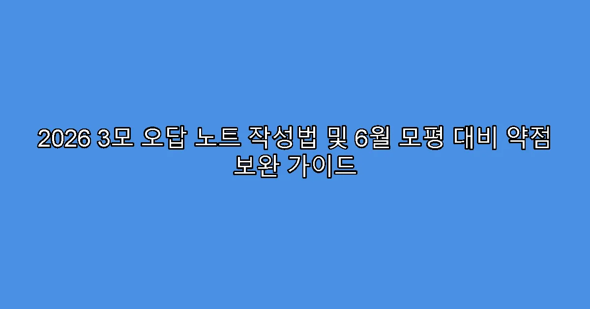 2026 3모 오답 노트 작성법 및 6월 모평 대비 약점 보완 가이드
