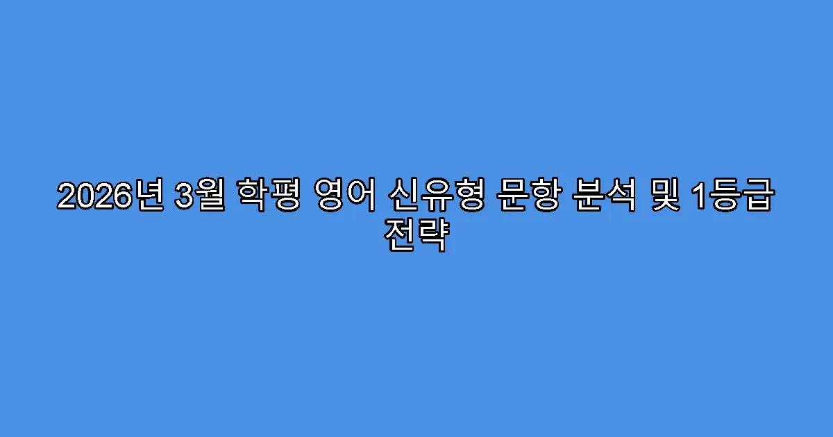 2026년 3월 학평 영어 신유형 문항 분석 및 1등급 전략