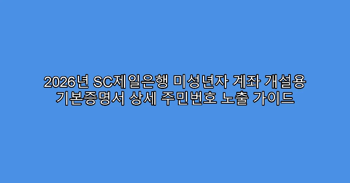 2026년 SC제일은행 미성년자 계좌 개설용 기본증명서 상세 주민번호 노출 가이드