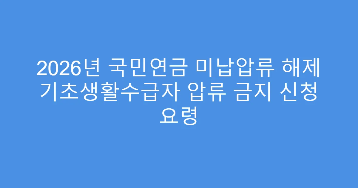 2026년 국민연금 미납압류 해제 기초생활수급자 압류 금지 신청 요령