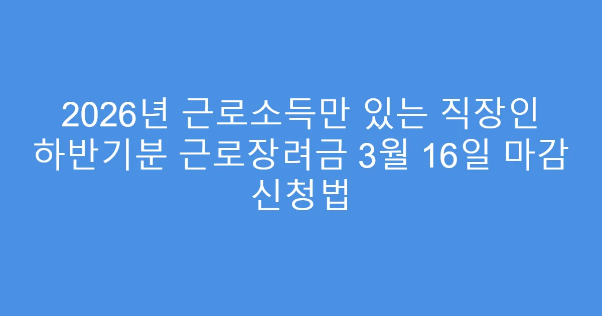 2026년 근로소득만 있는 직장인 하반기분 근로장려금 3월 16일 마감 신청법