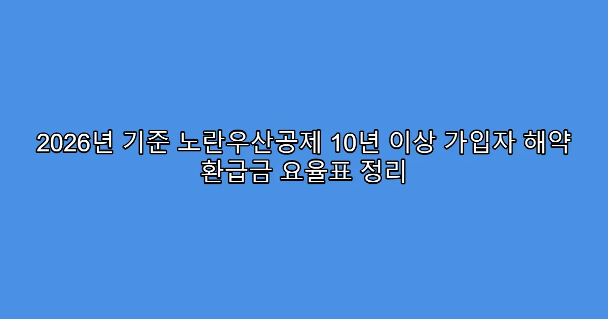 2026년 기준 노란우산공제 10년 이상 가입자 해약 환급금 요율표 정리