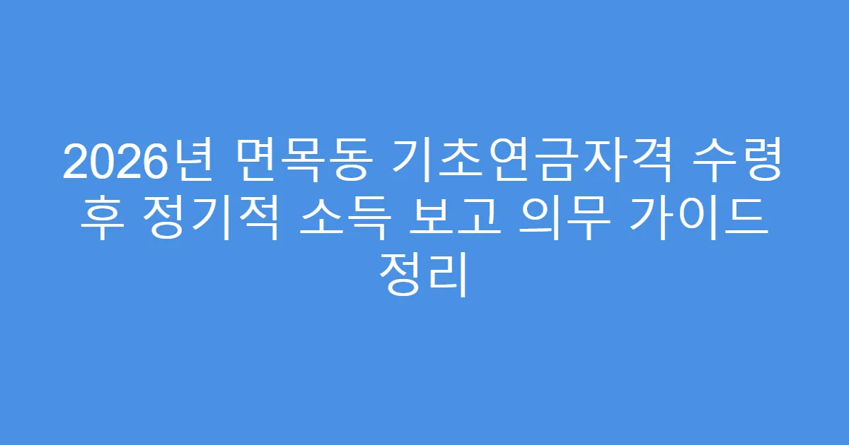2026년 면목동 기초연금자격 수령 후 정기적 소득 보고 의무 가이드 정리