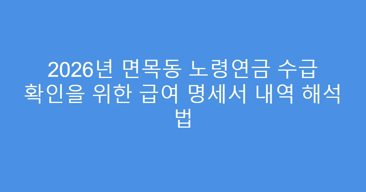 2026년 면목동 노령연금 수급 확인을 위한 급여 명세서 내역 해석 법