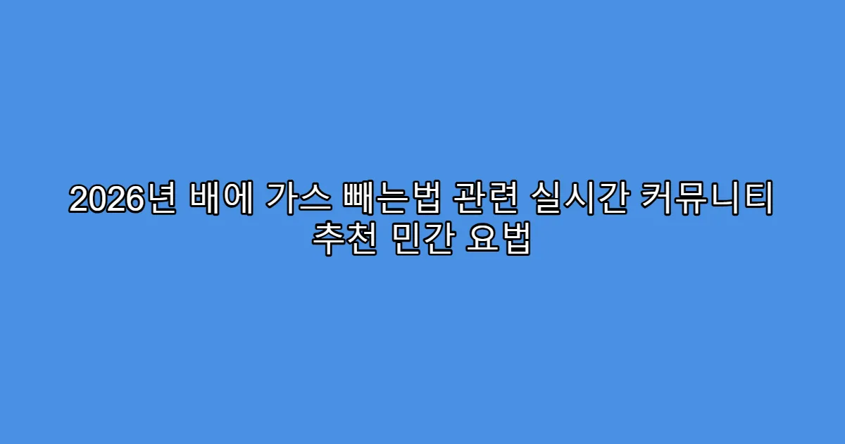 2026년 배에 가스 빼는법 관련 실시간 커뮤니티 추천 민간 요법