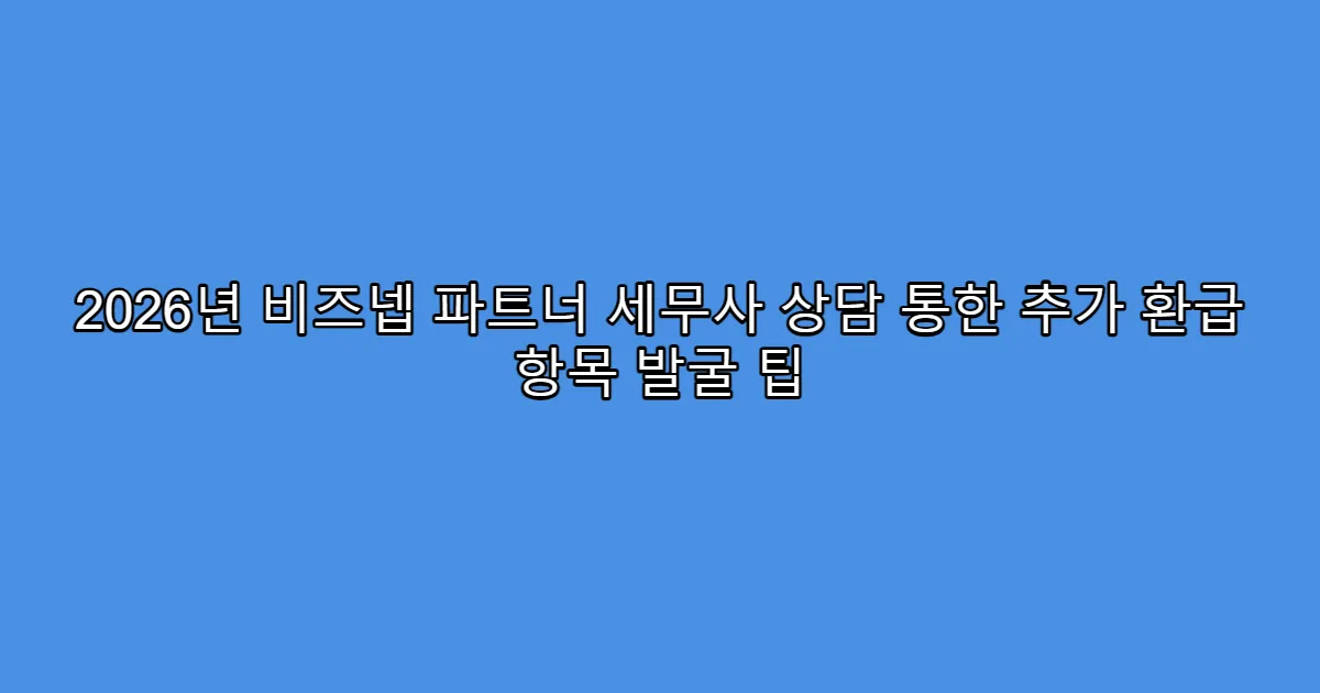 2026년 비즈넵 파트너 세무사 상담 통한 추가 환급 항목 발굴 팁