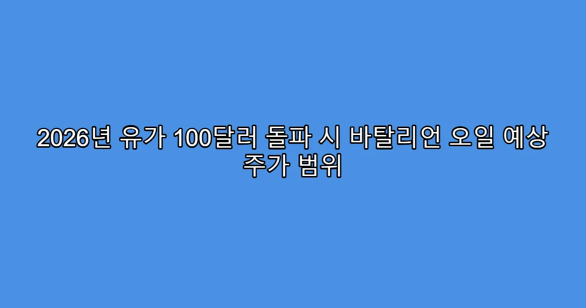 2026년 유가 100달러 돌파 시 바탈리언 오일 예상 주가 범위
