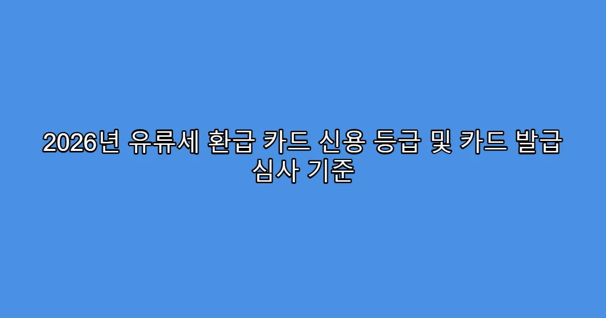 2026년 유류세 환급 카드 신용 등급 및 카드 발급 심사 기준