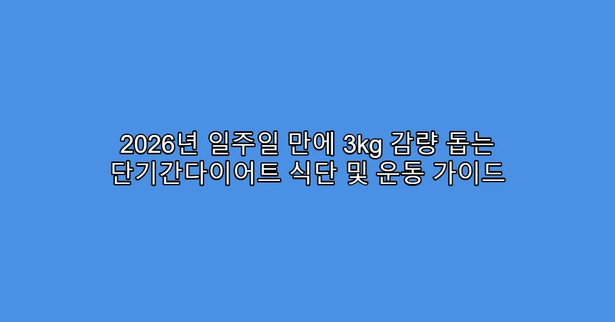 2026년 일주일 만에 3kg 감량 돕는 단기간다이어트 식단 및 운동 가이드