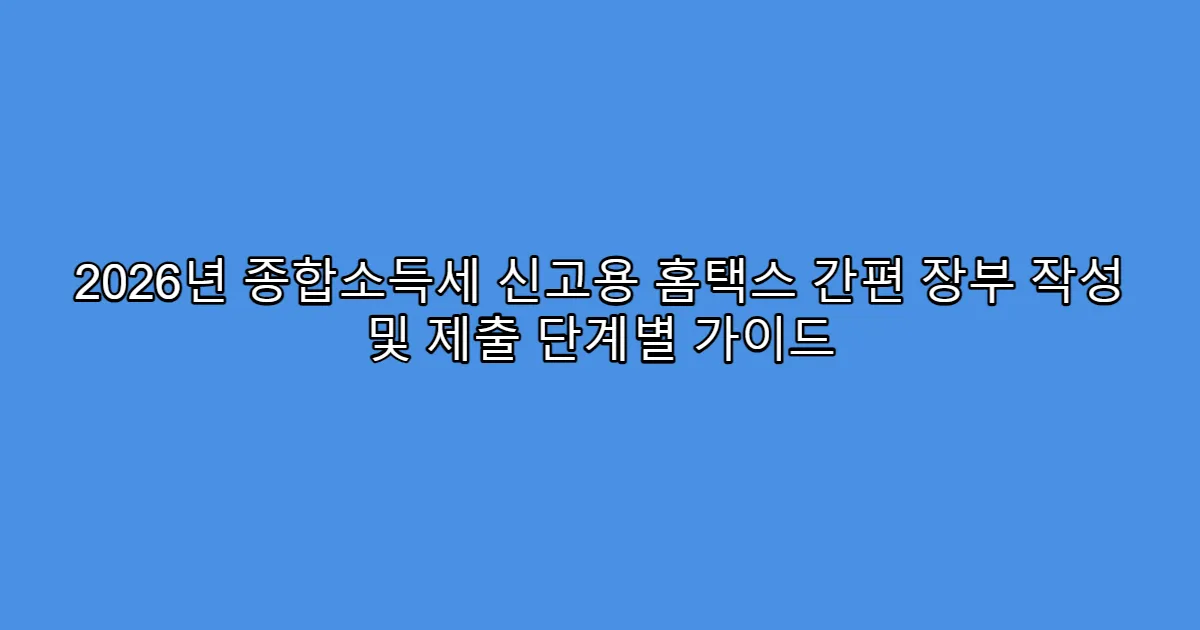 2026년 종합소득세 신고용 홈택스 간편 장부 작성 및 제출 단계별 가이드