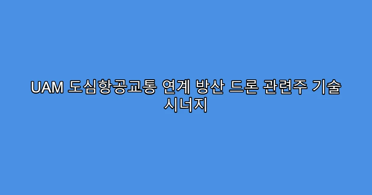 UAM 도심항공교통 연계 방산 드론 관련주 기술 시너지