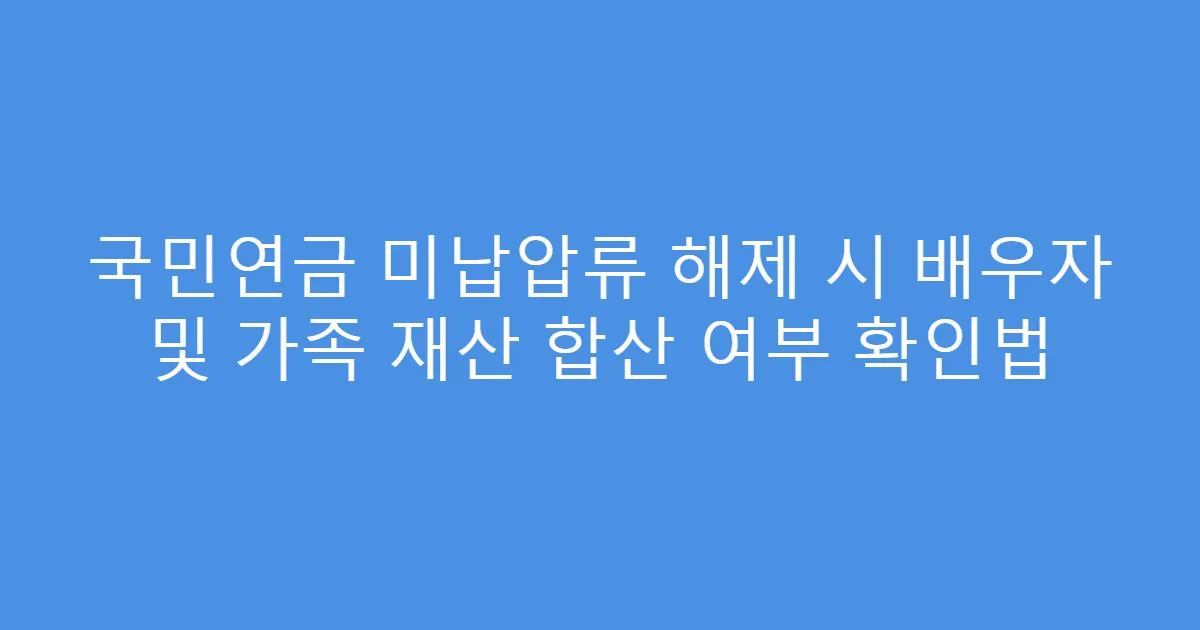 국민연금 미납압류 해제 시 배우자 및 가족 재산 합산 여부 확인법