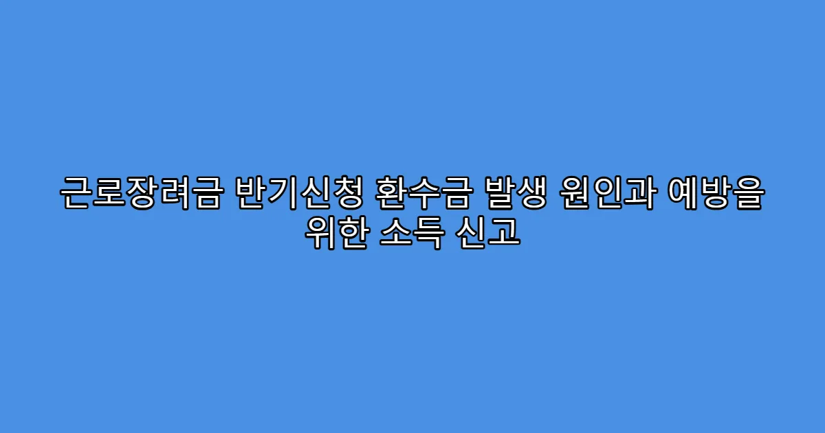 근로장려금 반기신청 환수금 발생 원인과 예방을 위한 소득 신고